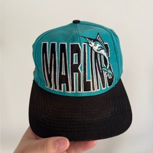 Vintage 90’s Florida Marlins Snapback Hat LOGO 7